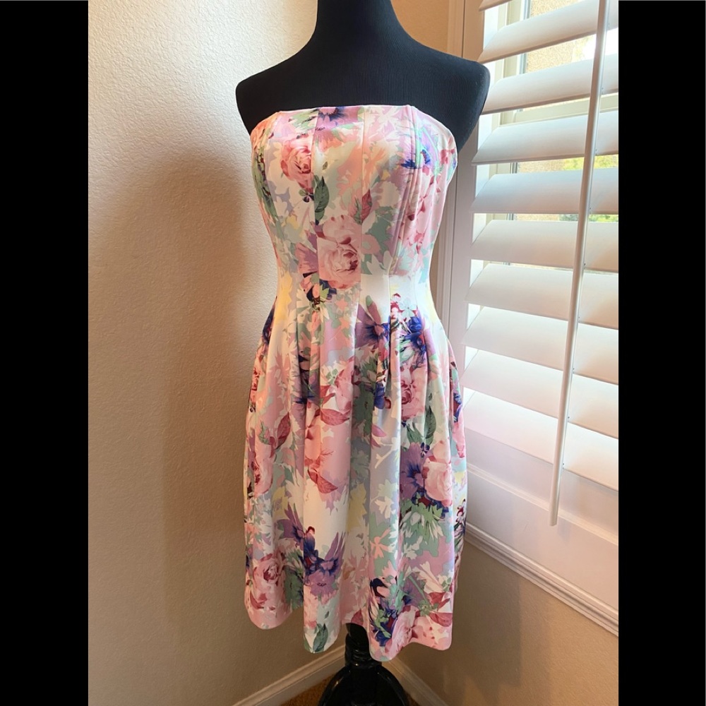 Strapless floral dress